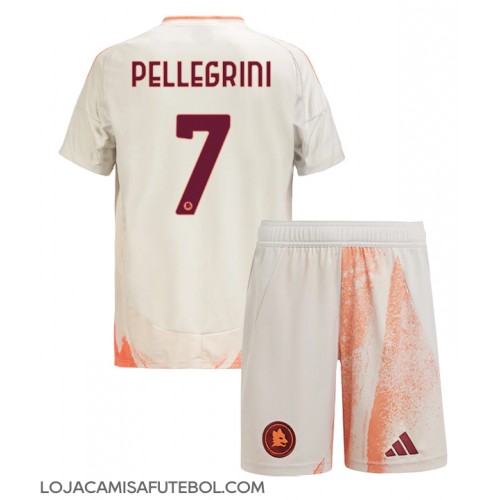 Camisa de Futebol AS Roma Lorenzo Pellegrini #7 Equipamento Secundário Infantil 2024-25 Manga Curta (+ Calças curtas)